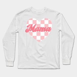 Checkered Mama Heart Long Sleeve T-Shirt